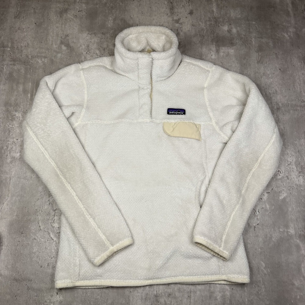 Patagonia Re-Tool Snap-T Fleece Pullover Cream White Womens Small 25442